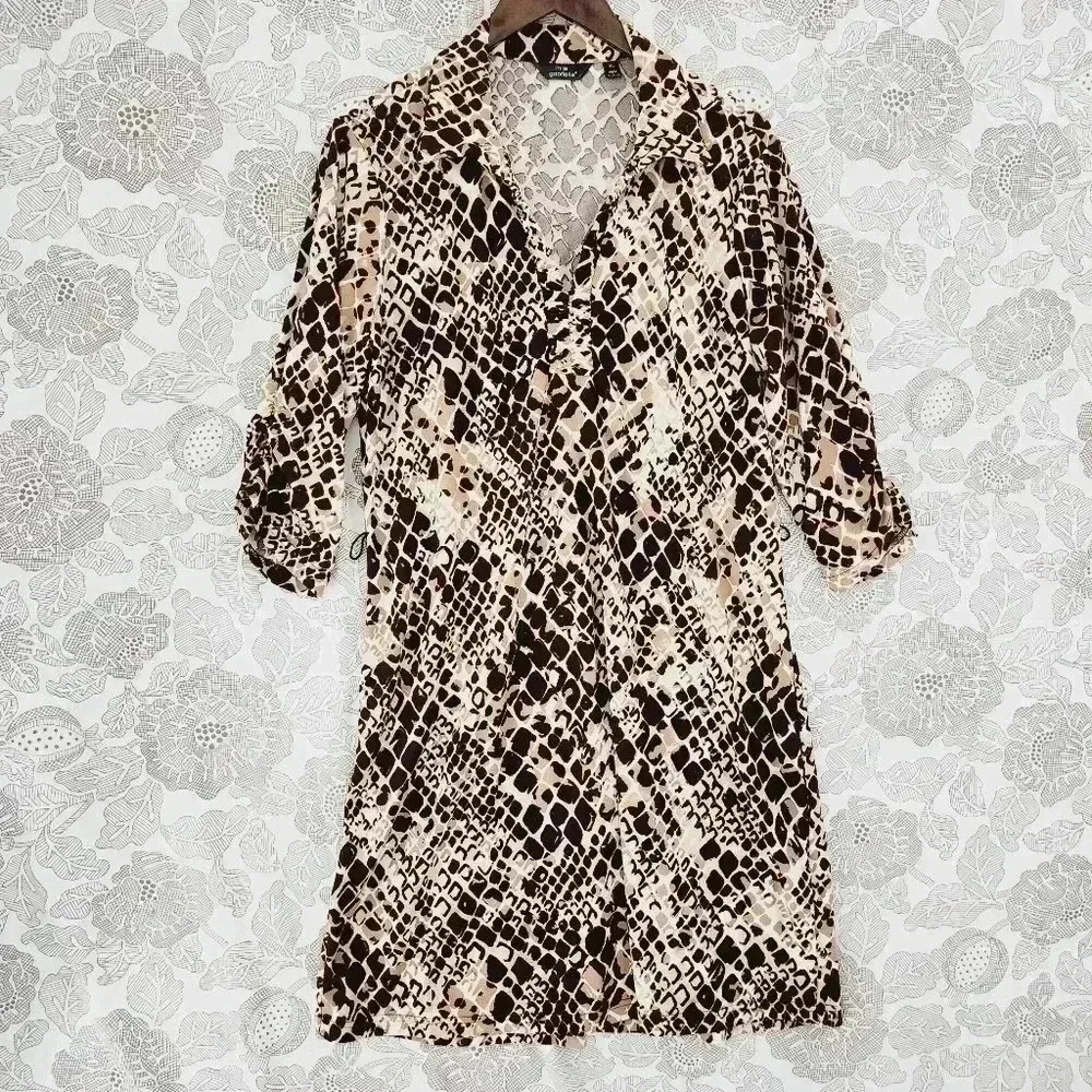 Mlle Gabrielle Brown and Cream Midi Dress